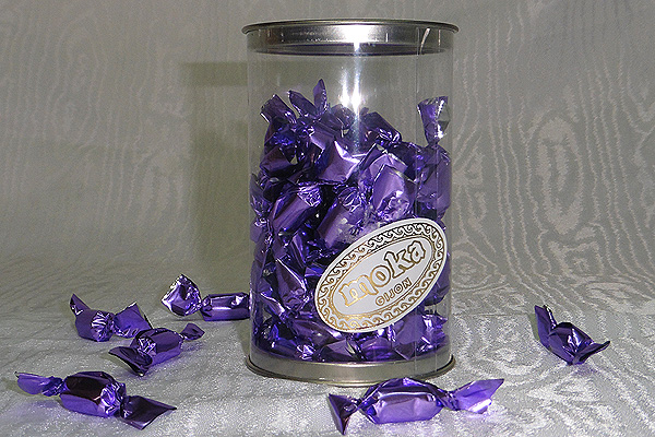 Bote de Caramelos de Violeta, envueltos