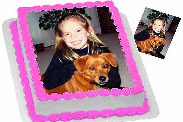 Tarta rectangular, con Foto comestible